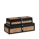 FABRIANO BUCKLE  Box 2-set rattan/leather black
