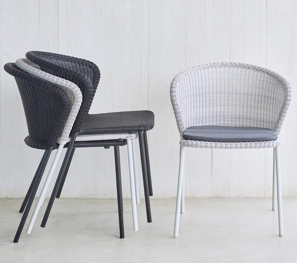 Lean stol, stapelbar White grey, Cane-line Weave - Olson Möbler i Åkersberga