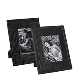 MENDOZA Croco and Plain fotoram 2-set leather black